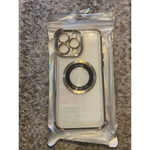 New Gold Transparent Phone Case iPhone 14 Pro Max